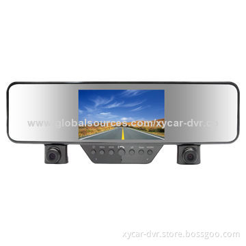 New HD 720P Dual-lens Rear-view Mirror DVR Camera/Car Black Box with GPS/Bluetooth/IR Remote Control
